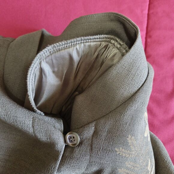 Studio 1 Petite Olive Green Embroidered Short Sleeve Blazer Jacket 10P VTG - Picture 10 of 10